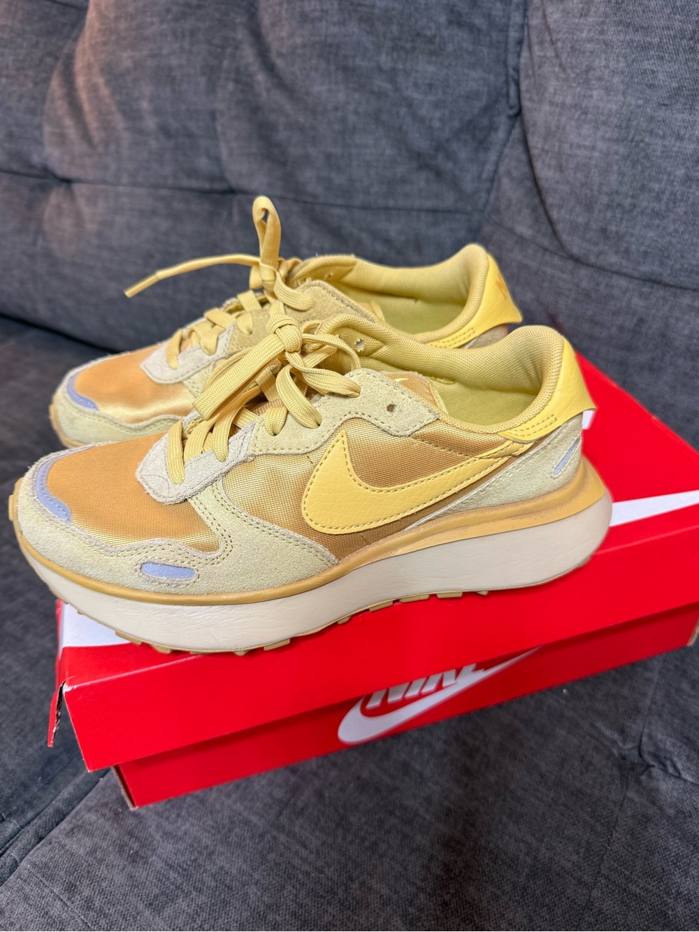 Nike Yellow Retro-Style Mesh & Suede Sneakers